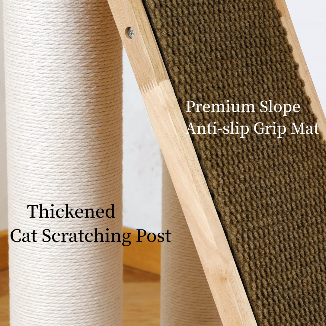 Multi-Level Large thicken Wooden Cat Tower with Scratching Post & Toy 65 INches