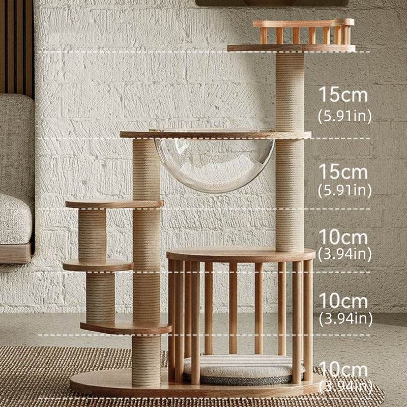 Wooden cat tree tower for kittens and Munchkin cats / Short-legged cats