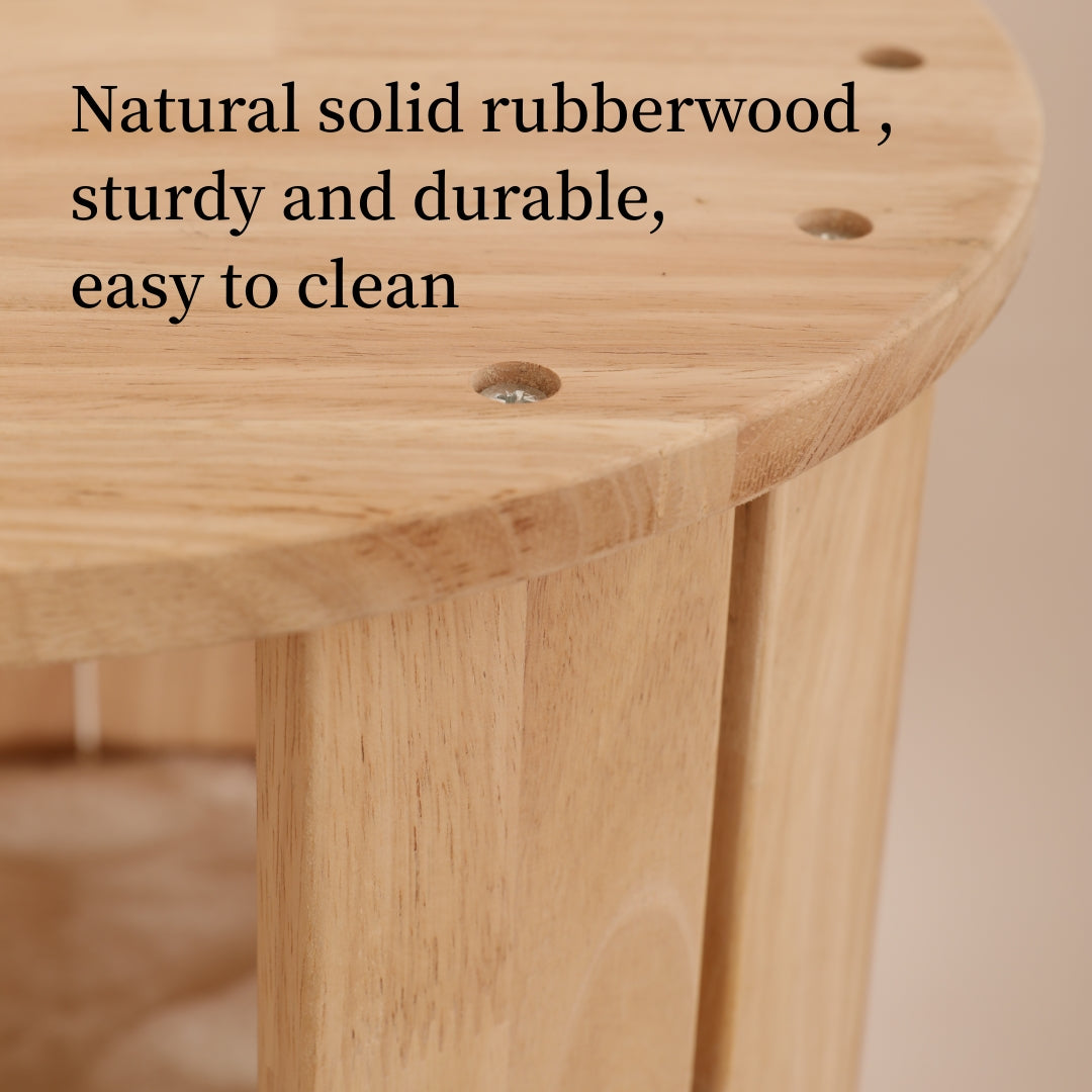 Multi-Level Large thicken Wooden Cat Tower with Scratching Post & Toy 65 INches