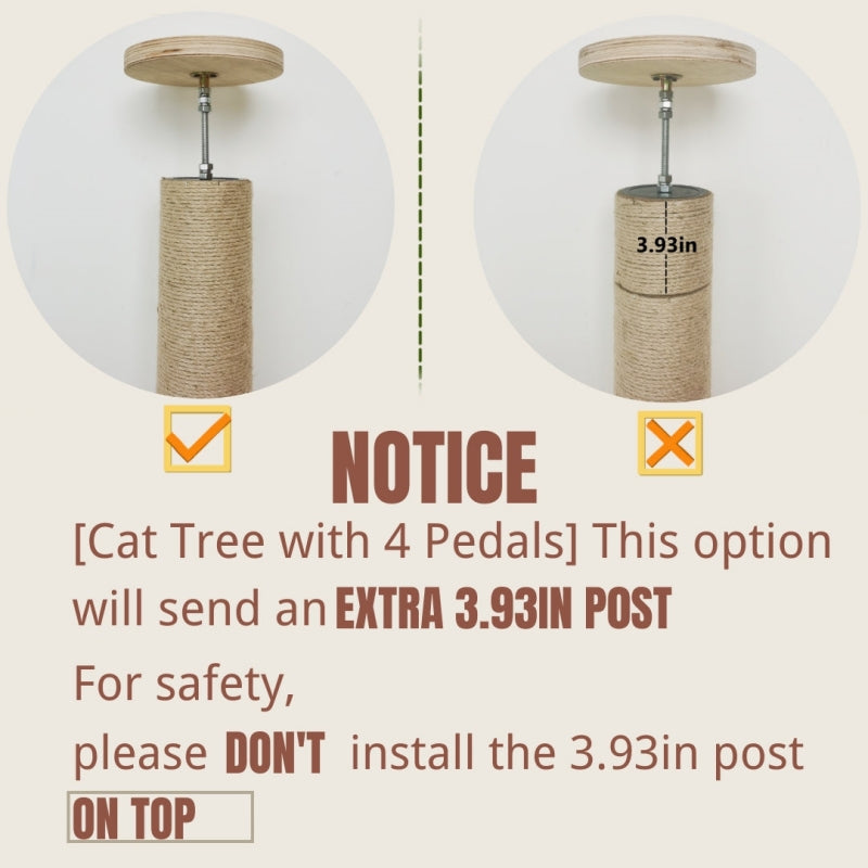 Solid wood Floor to Ceiling Cat Tree with Scratching Post