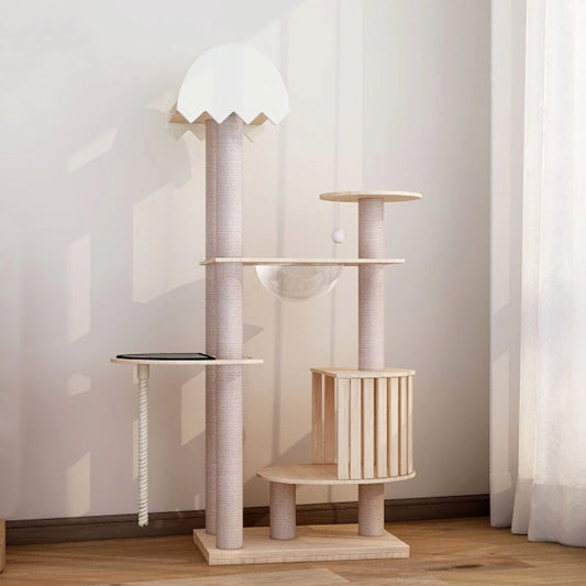 Summer cool solid wood cat tree Cute eggshell cat tree