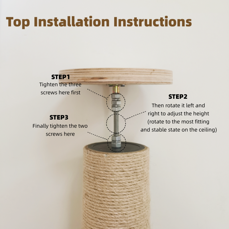 Solid wood Floor to Ceiling Cat Tree with Scratching Post