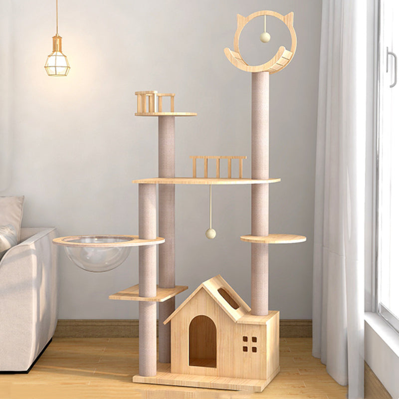 Summer cool solid wood cat tree Cat ears cat tower