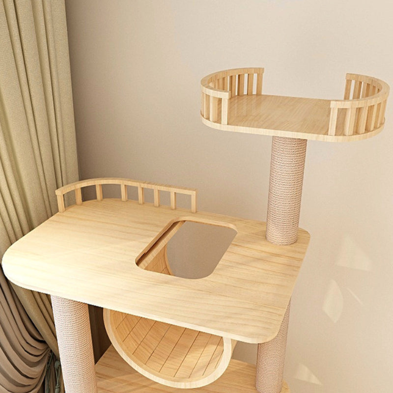 Large cat tower All-in-one solid wood cat tree