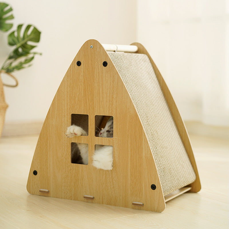 Summer Cool Triangular cat bed Cat toy Corrugated cat scratching board