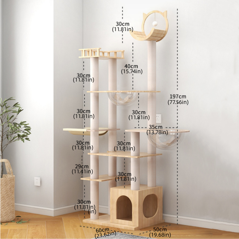 Summer cool solid wood cat tree Cat ears cat tower