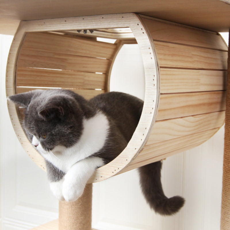 Large cat tower All-in-one solid wood cat tree