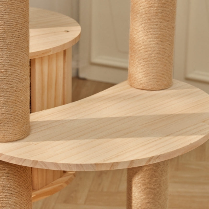 Solid Wood Cat Tree with Space Capsule & Toy 3types