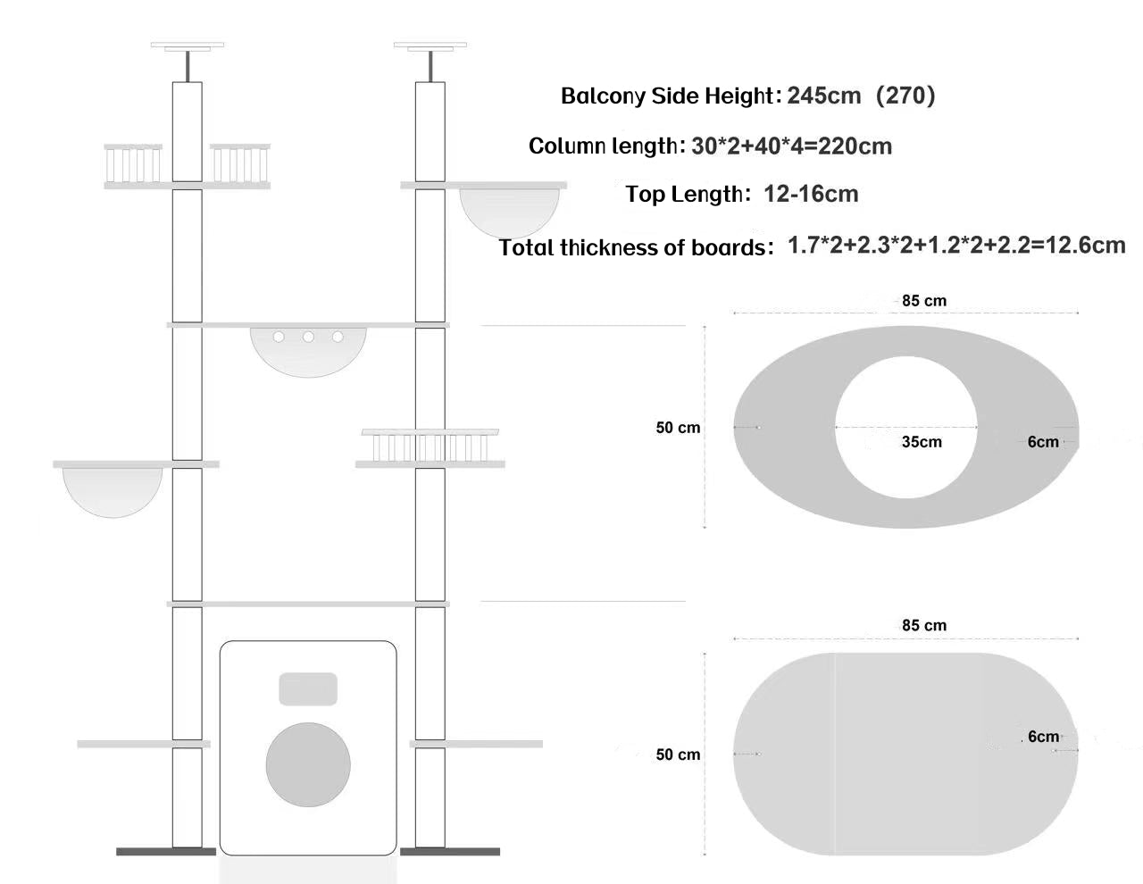 Custom Deluxe Floor To Ceiling Cat Tree and Pet Furniture | Solid Wood