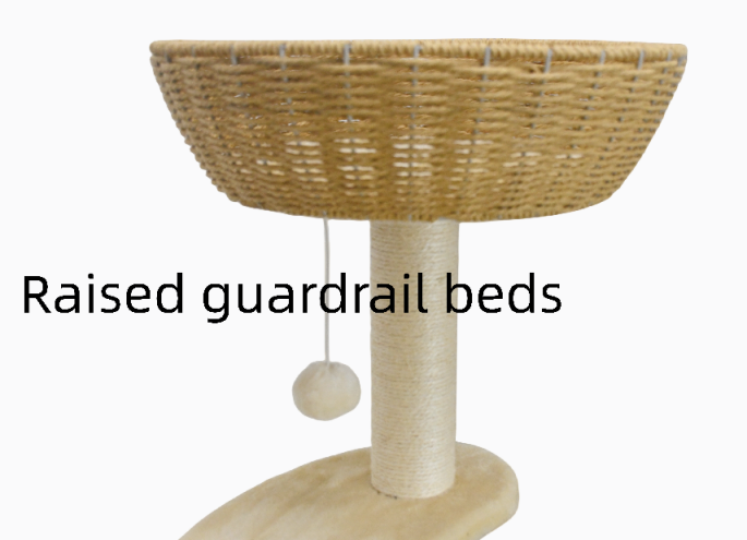 Large Rattan Sisal Scratching Post Mordern Cat Tree