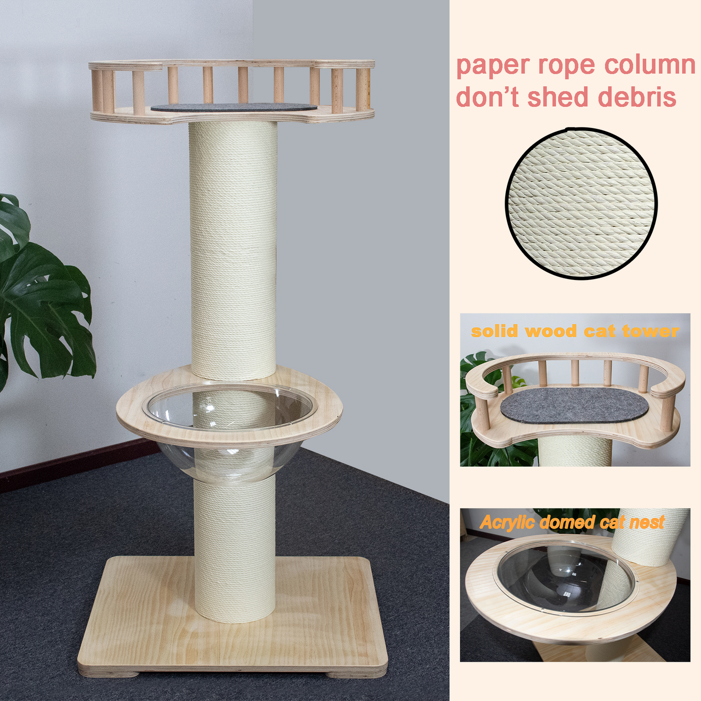 6.3" Thick Pillar Cat Tree(Dome Space Capsule)