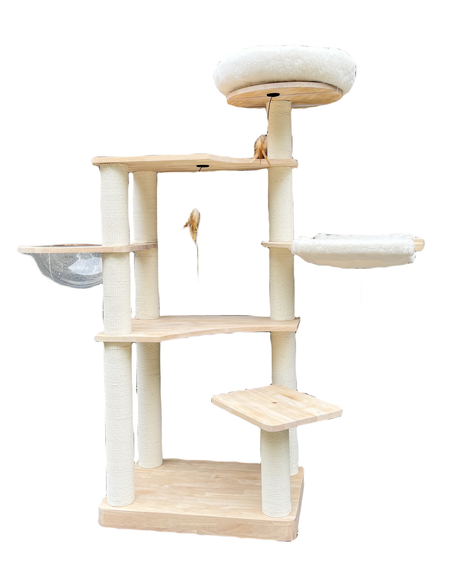 Modern Wooden Cat Tree Tower for Large Cats