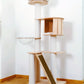 Multi-Level Large thicken Wooden Cat Tower with Scratching Post & Toy 65 INches