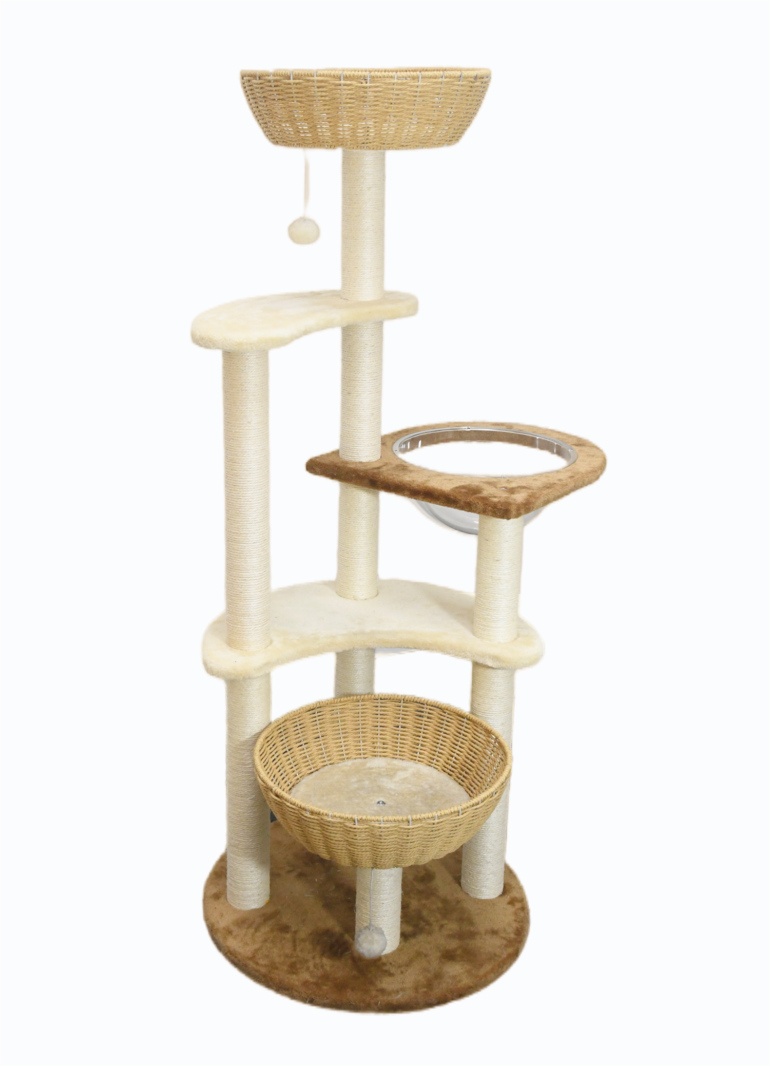 Large Rattan Sisal Scratching Post Mordern Cat Tree