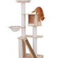 Multi-Level Large thicken Wooden Cat Tower with Scratching Post & Toy 65 INches