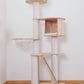 Multi-Level Large thicken Wooden Cat Tower with Scratching Post & Toy 65 INches