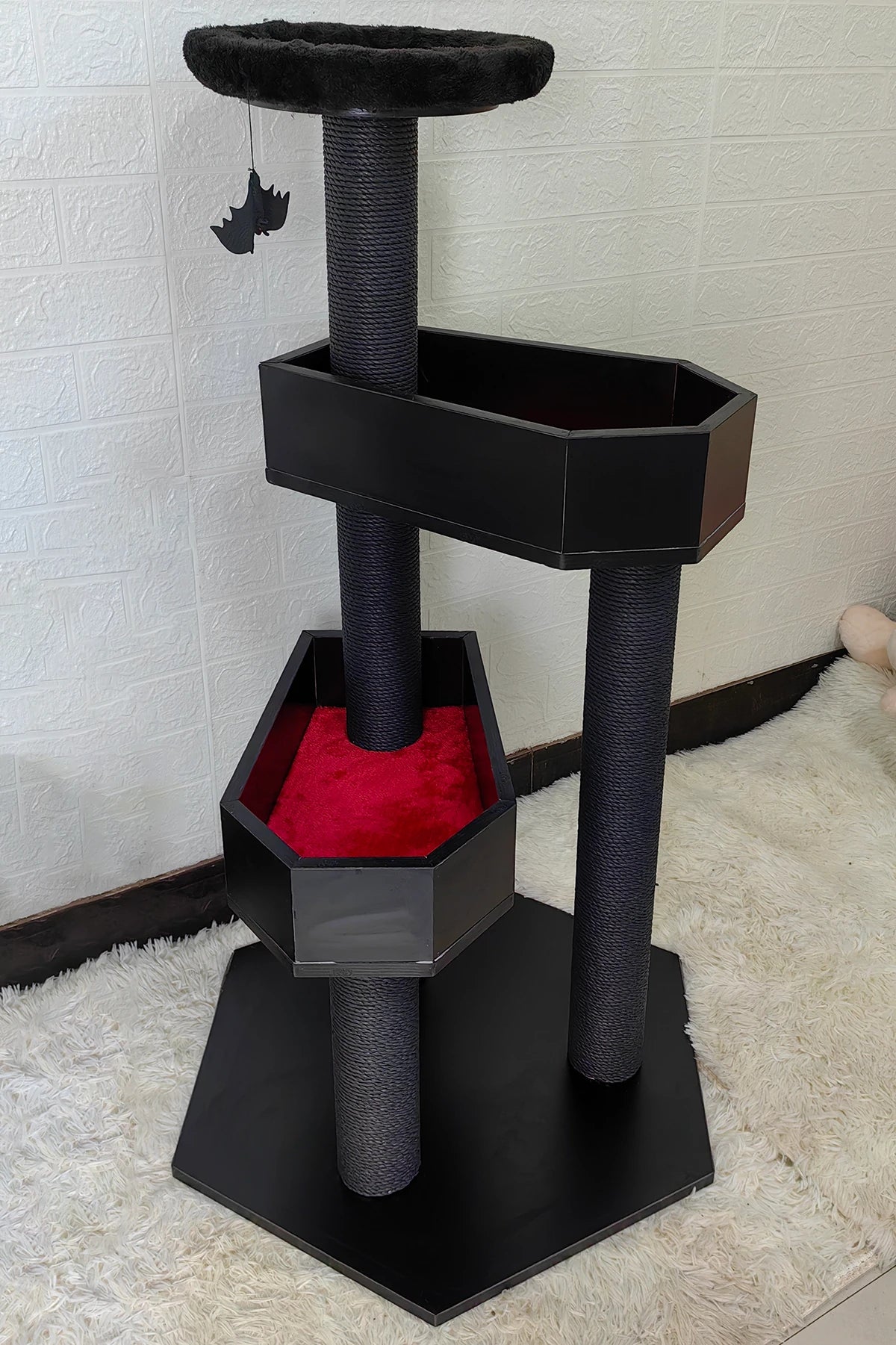 48" Tall Black Gothic Style Cat Tree