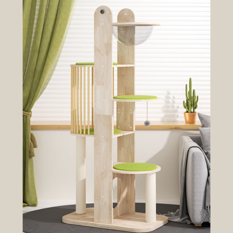 Solid wood cat tree Fence cat house Wooden cat tree house