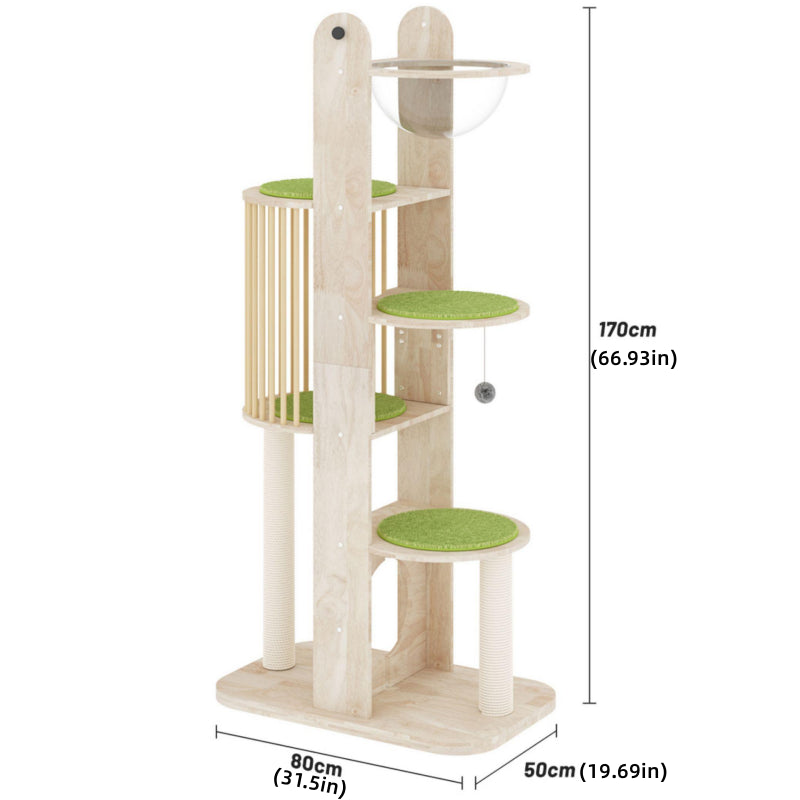 Solid wood cat tree Fence cat house Wooden cat tree house