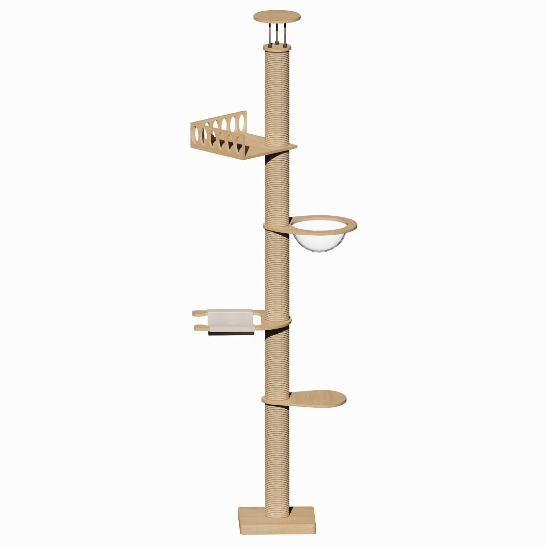 Floor to Ceiling Cat Trees Solid wood with Scratching Post For Large Cats-Top Upgrade