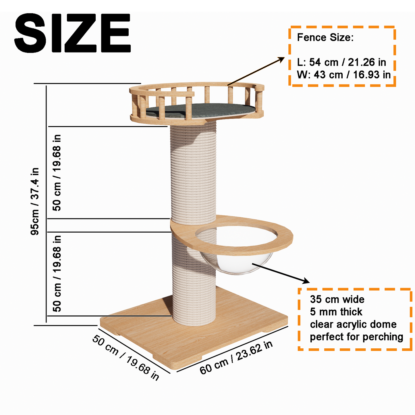 6.3" Thick Pillar Cat Tree(Dome Space Capsule)