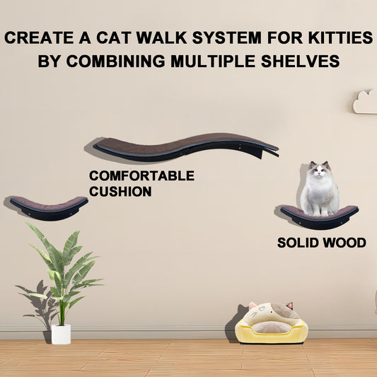 Cat Wall Shelves (Curved Waved)