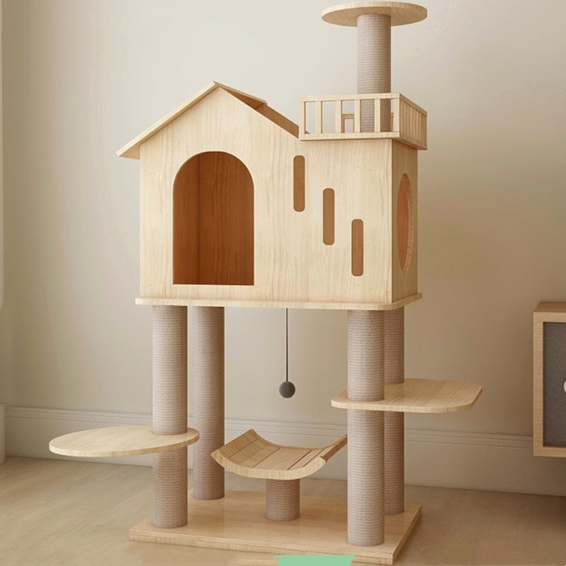 Luxury cat villa with balcony Solid wood cat tree