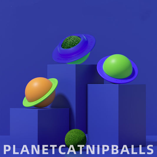 Planet rotatable catnip balls Teeth cleaning dental cat toys (3pcs)