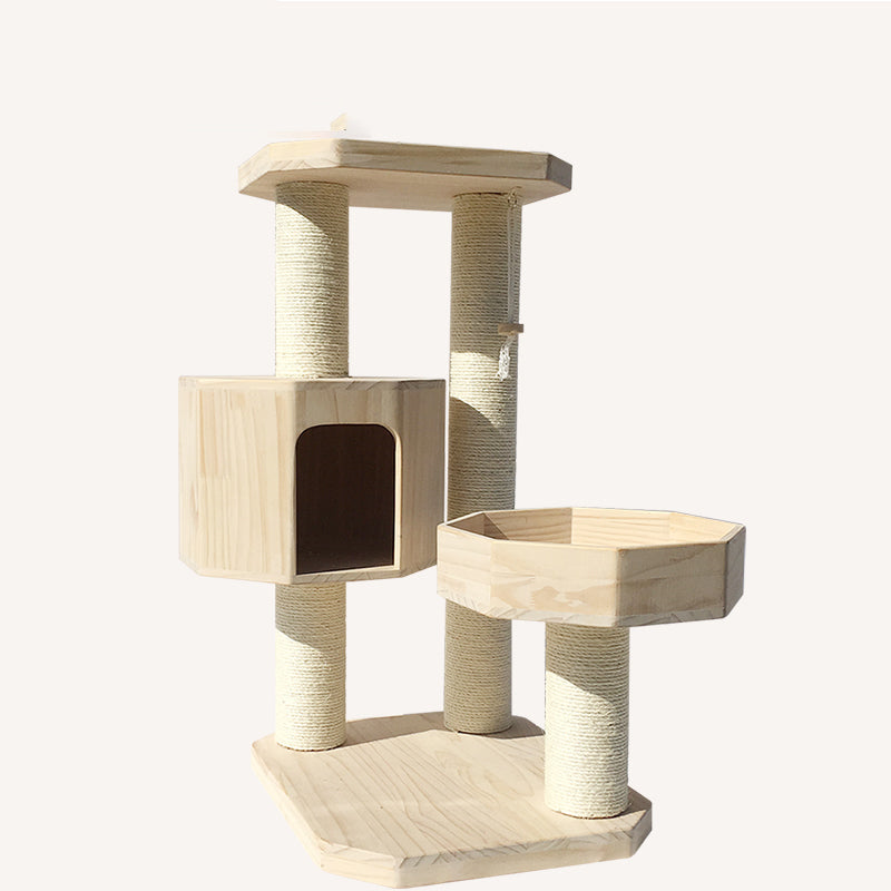 Multi-Level Cat Tower with Scratching Post 98cm