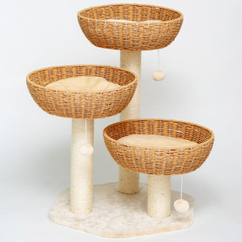 Rattan cat tree Cat scratching tree 3 Cat Nests