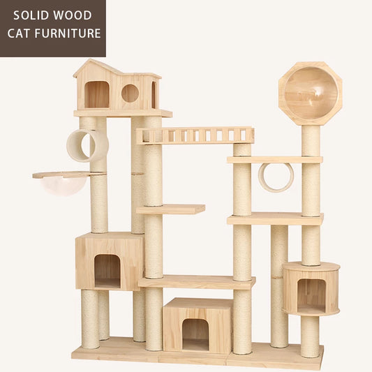 Oversized Cat Climbing Tree Deluxe Wood Cat Castle