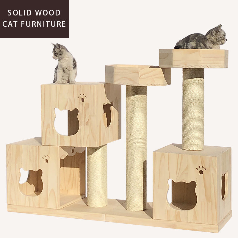 Cat tree tower house solid wood cat jumping platform