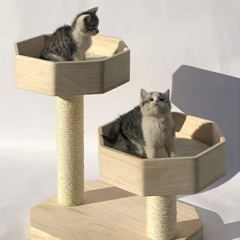 Wood bed Cat Tower Cat Scratching Tree Luxury Cat Condo