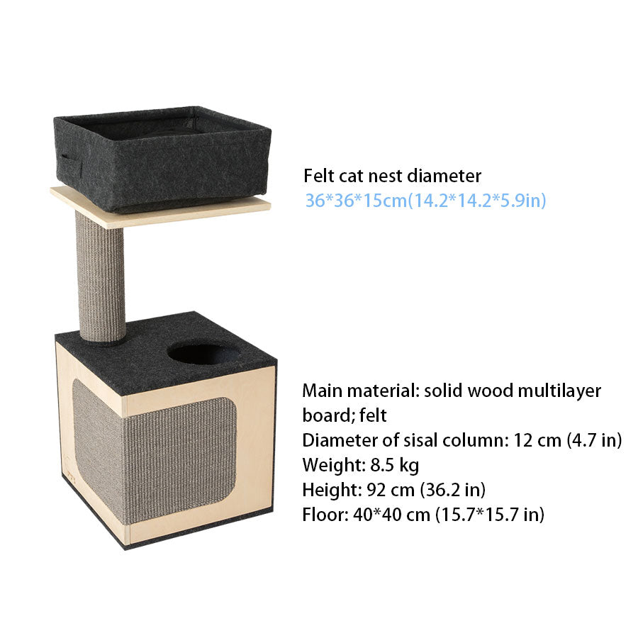 Felt Cat Tree Small Solid Wood Cat Tower 4types