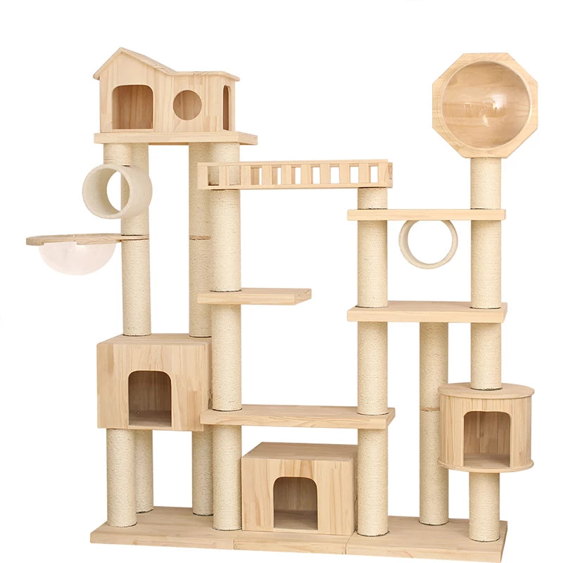 Oversized Cat Climbing Tree Deluxe Wood Cat Castle