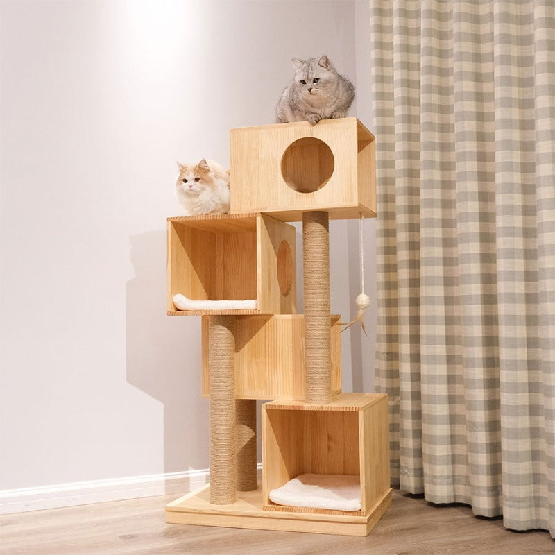 Cat Tree Cat Condo with Sisal Rope Scratching Post for multiple cats