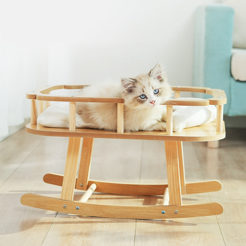 Summer cool wooden cat bed Cat rocking chair Cat hammock