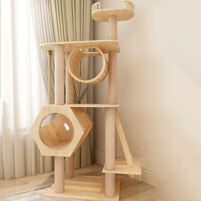 Large cat tower All-in-one solid wood cat tree