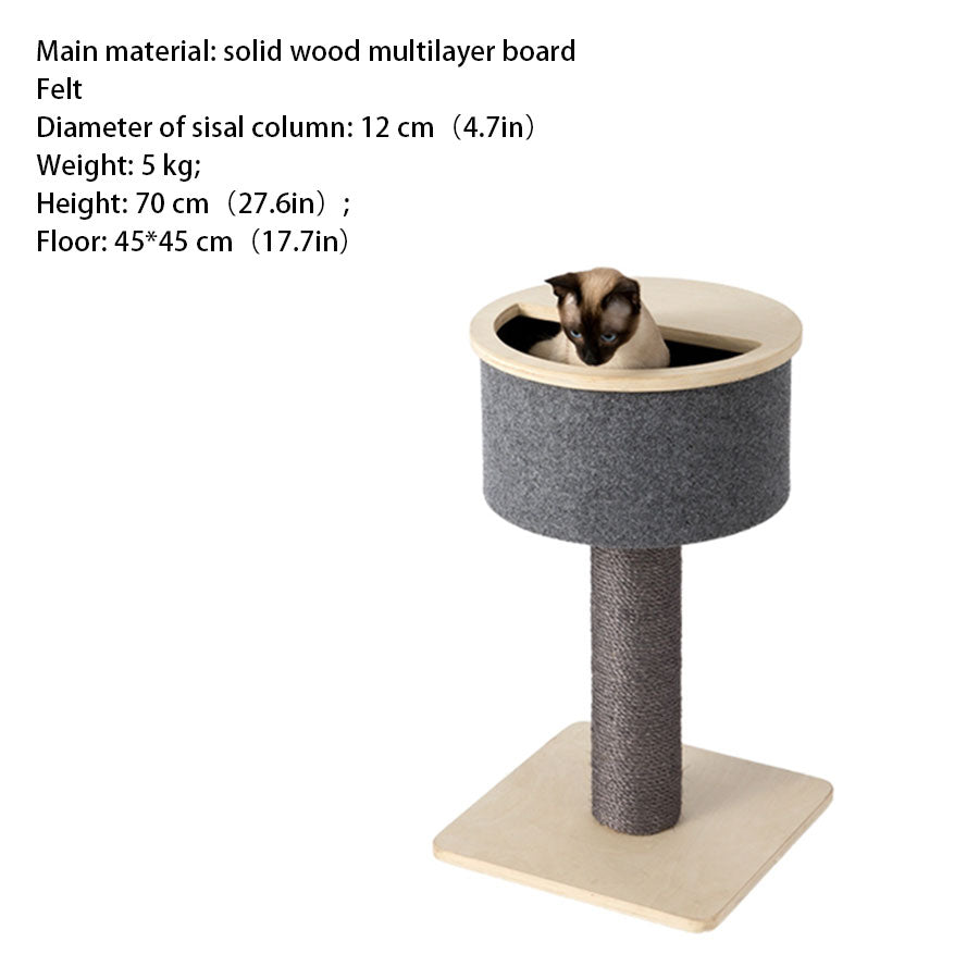 Felt Cat Tree Solid Wood Cat Tower with Scratching Post 3Types