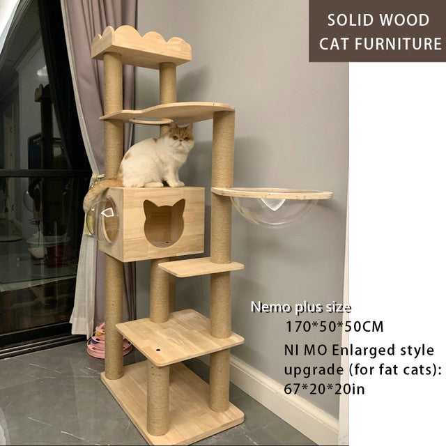 Solid Wood Cat Tree Cats Scratcher