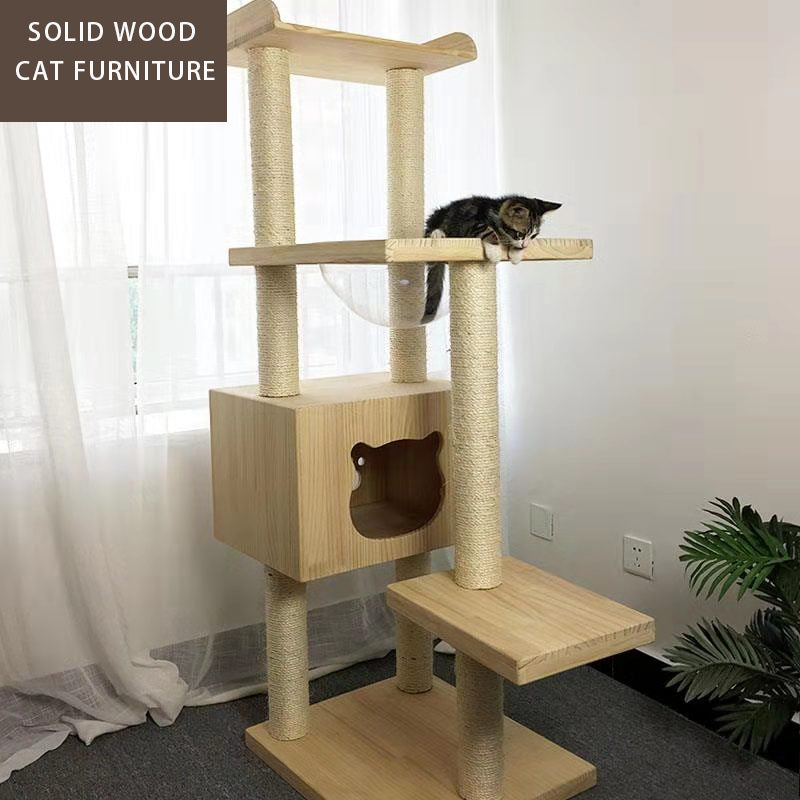 Modern minimalist space capsule wooden cat nest