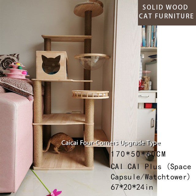 Solid Wood Cat Tree Cats Scratcher