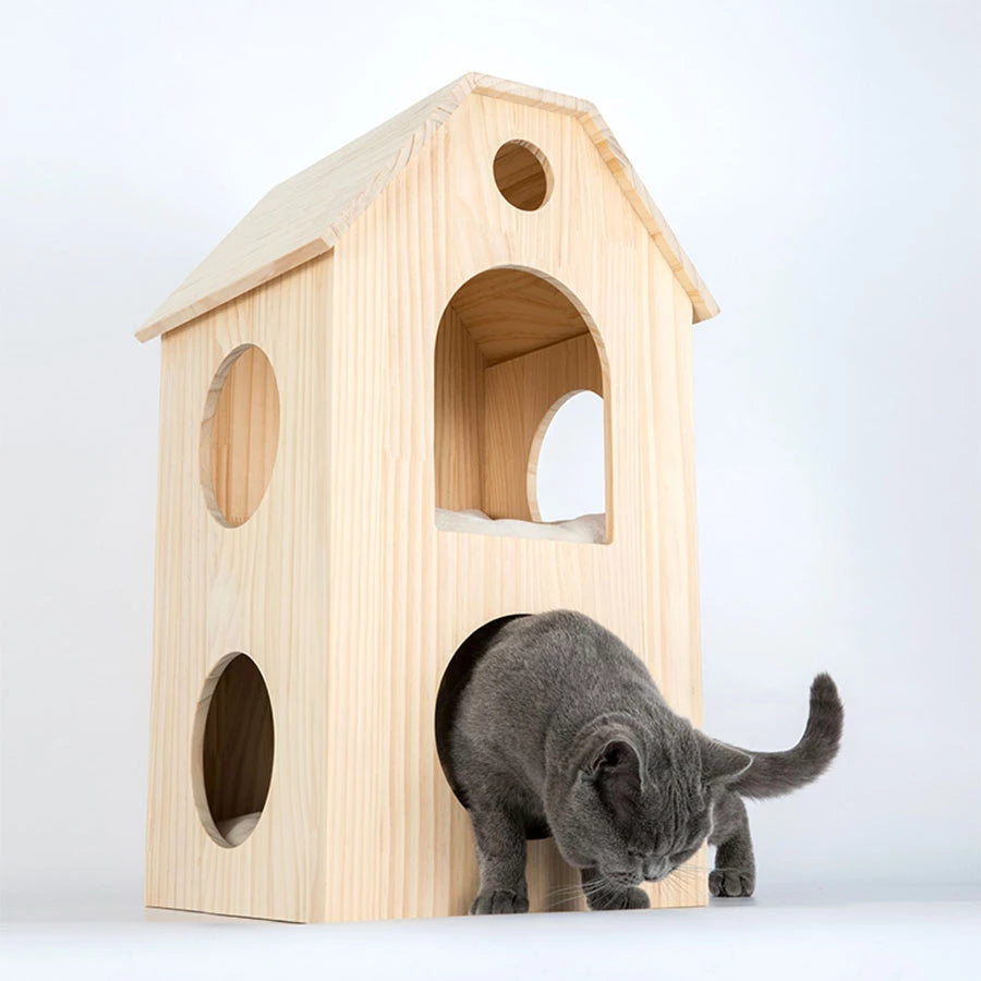 Imported Finnish pine wood Cat Tree With Cat Treadmill