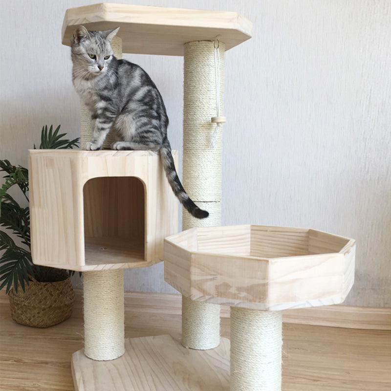 Multi-Level Cat Tower with Scratching Post 98cm