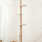 Wooden floor-to-ceiling cat tree tower