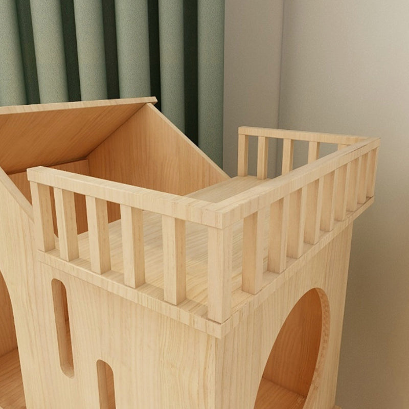 Luxury cat villa with balcony Solid wood cat tree