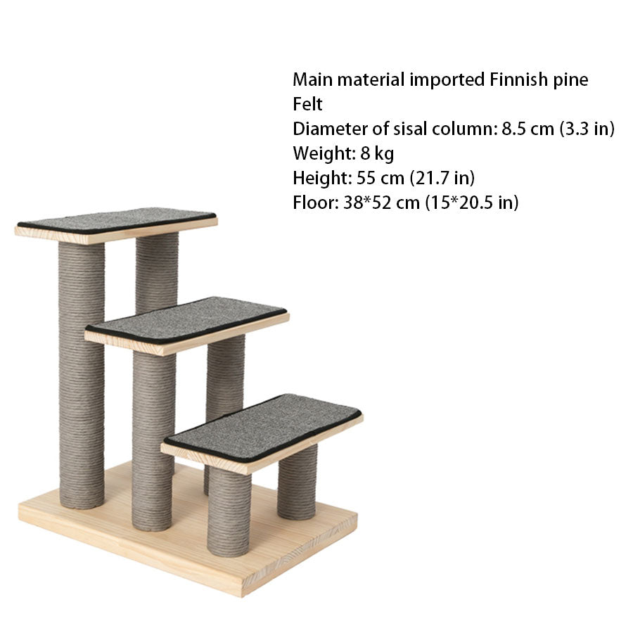 Felt Cat Tree Solid Wood Cat Tower with Scratching Post 3Types