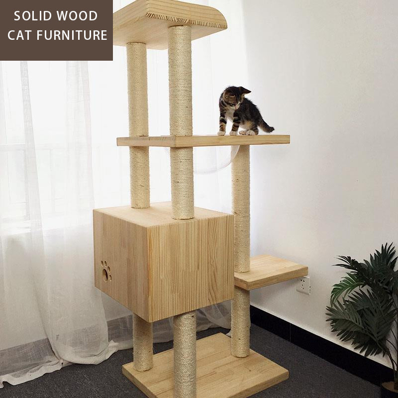 Modern minimalist space capsule wooden cat nest