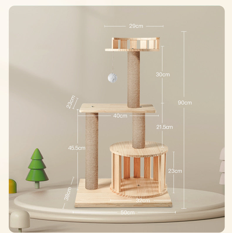 Modern Wood Cat Tree Luxury Wooden Cat Tower Condo