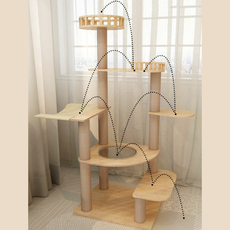 Summer cool wooden cat tree Lmitation rattan cat tree